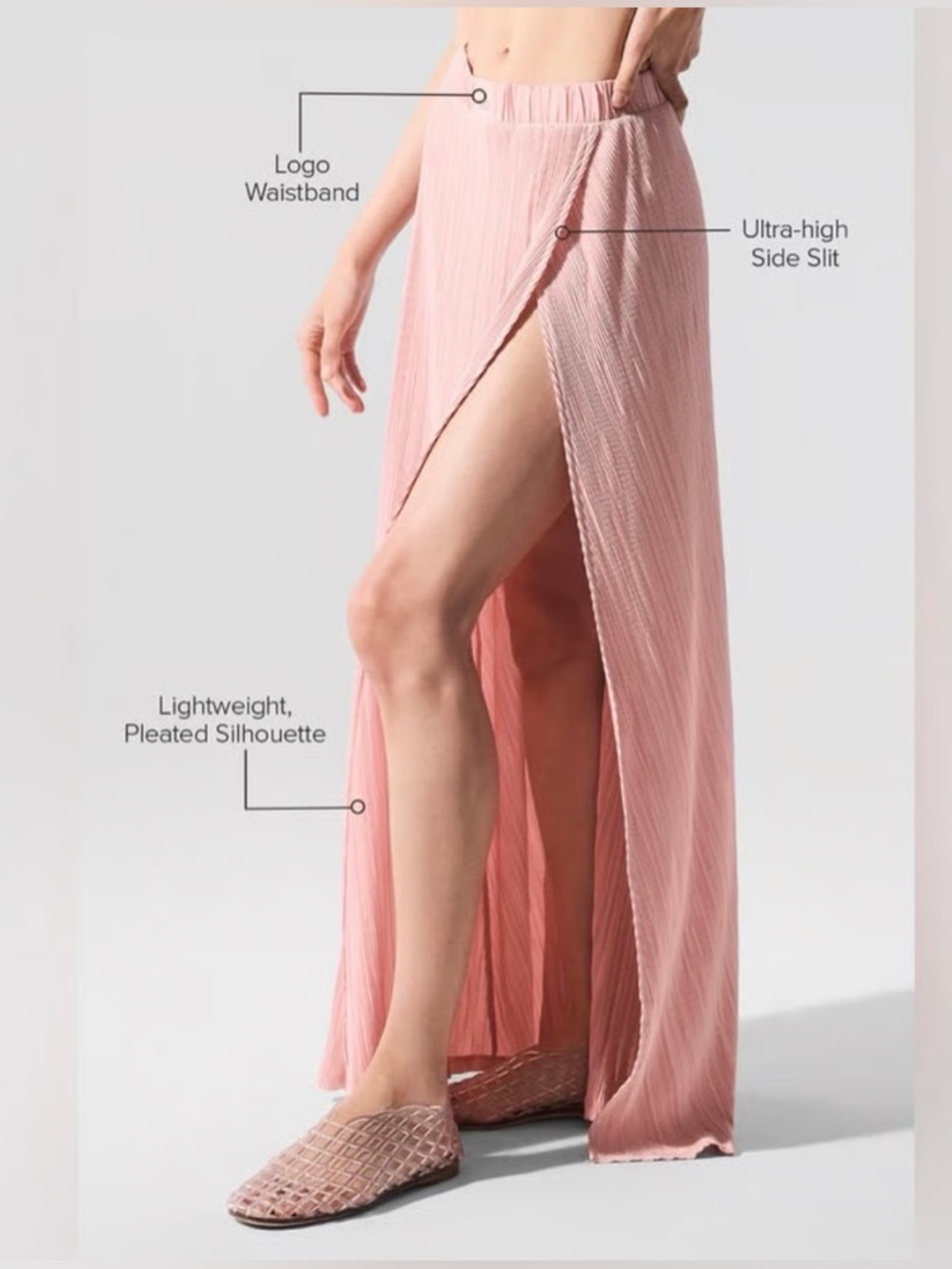 NWT Alo Micro Plisse Game On Long Skirt, Pink Quartz, XS - Picture 4 of 13